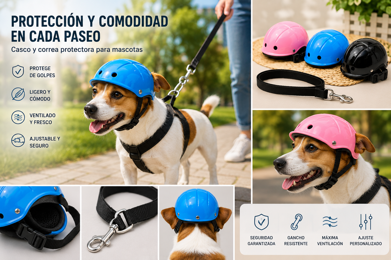 CASCO CORREA PROTECTOR DE MASCOTAS